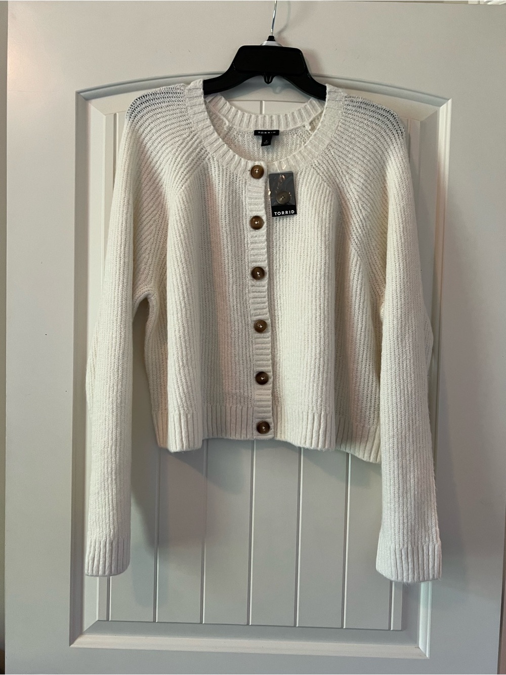 Torrid Womens Cashmere Vegan Cardigan Prestine Cream Crew Sweater Plus Size 2 2X